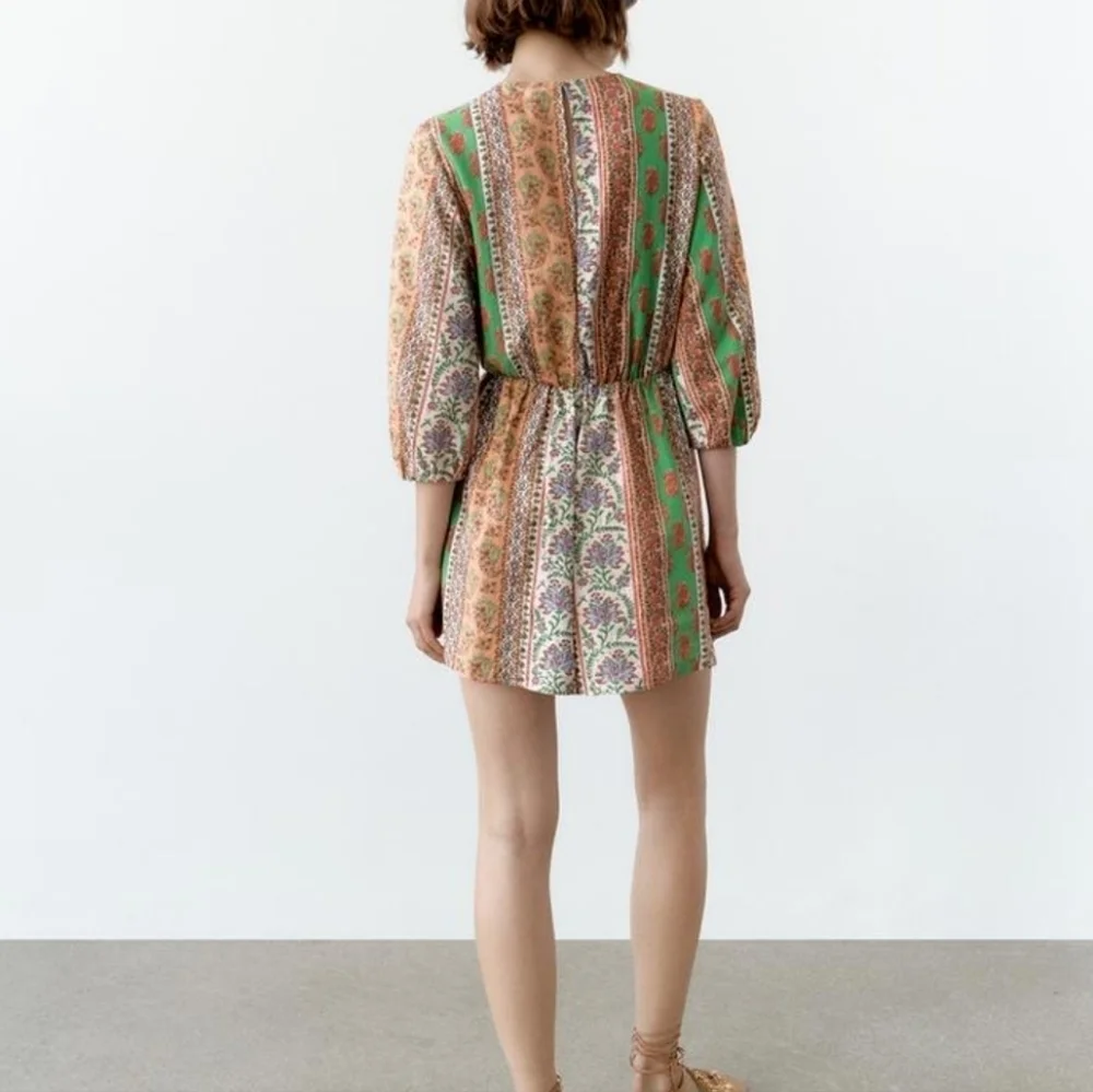 Zara Linen Blend Summer Festival jumpsuit Bohemian  romper back split vacation L